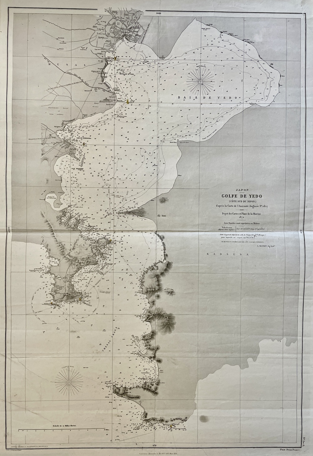 日本：江戸湾（本州南岸）：英国海軍海図第2657号より』（海図） - 青 